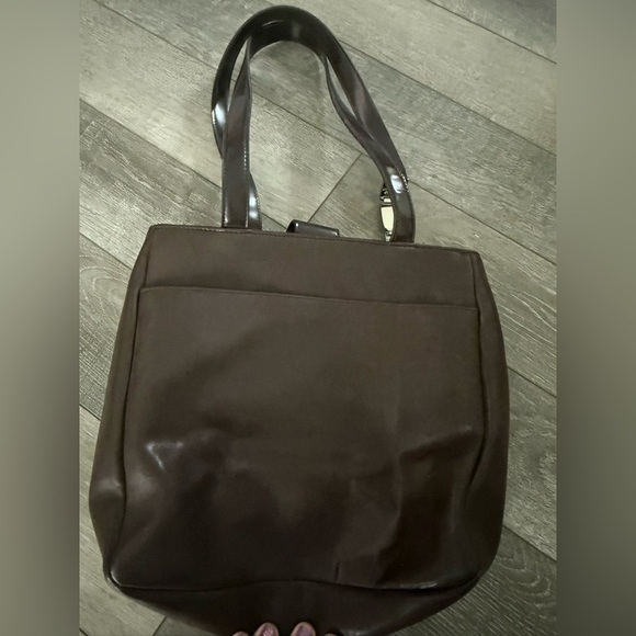 ESprit Vintage Brown Leather snap closure Shoulder Bag Tote Purse Womens - Picture 4 of 9